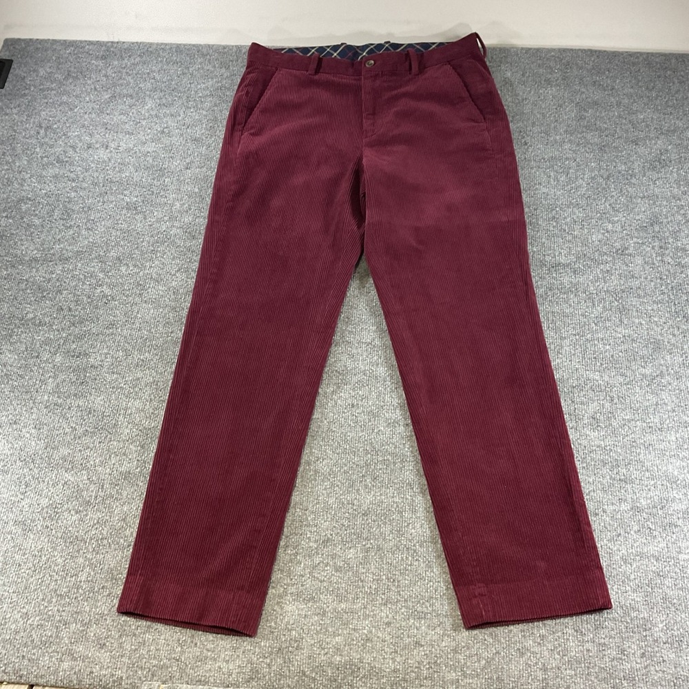 Brooks Brothers Regular Fit Burgundy Corduroy Pants Mens 36x32 Cotton Stretch